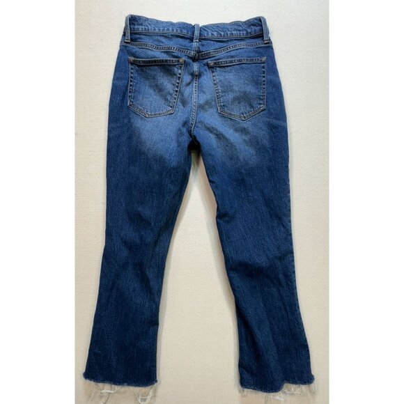 J. Crew Women's Flare Crop Jeans Mid Rise Frayed Hem Denim Sz 26 Blue Distressed - Picture 2 of 12